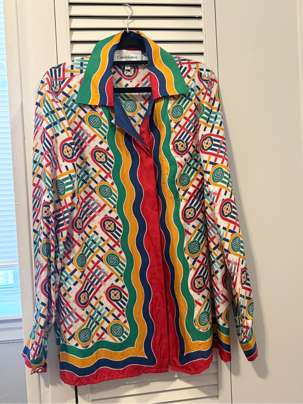 Casablanca Tennis Club Multicolour Silk Patterned Set With Wid Leg Pants Size 36